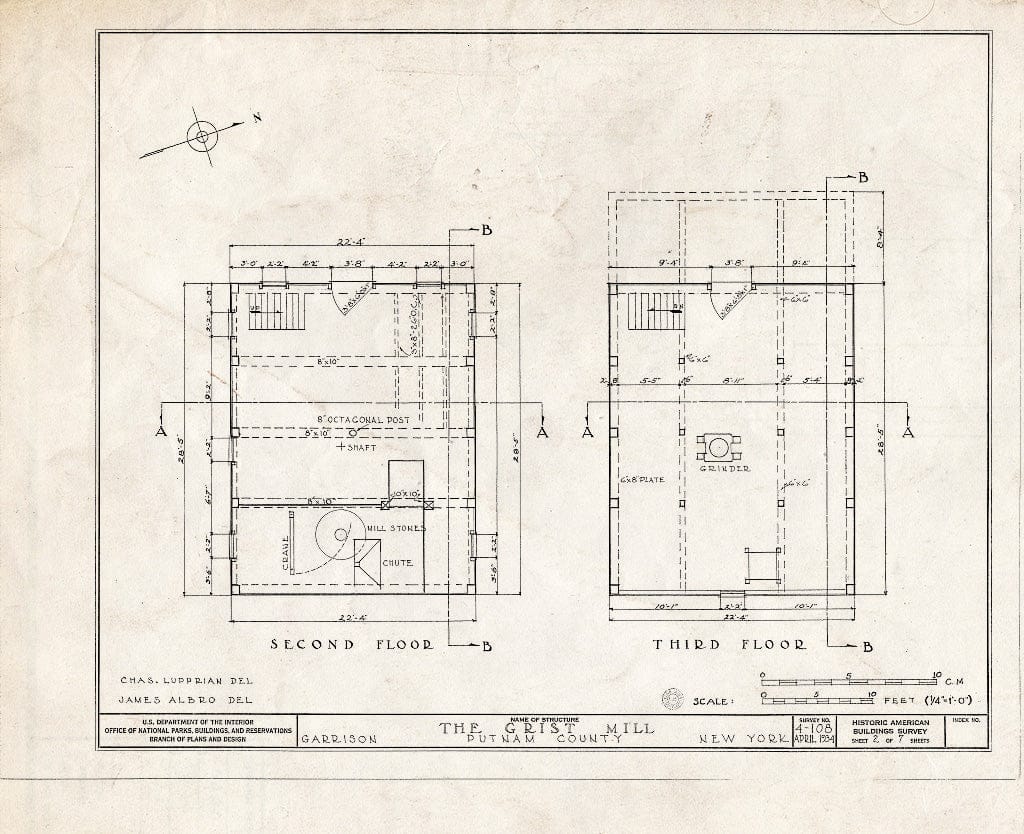 Blueprint HABS NY,40-GARI,2- (Sheet 2 of 7) - Grist Mill, Manitou Road, Garrison, Putnam County, NY