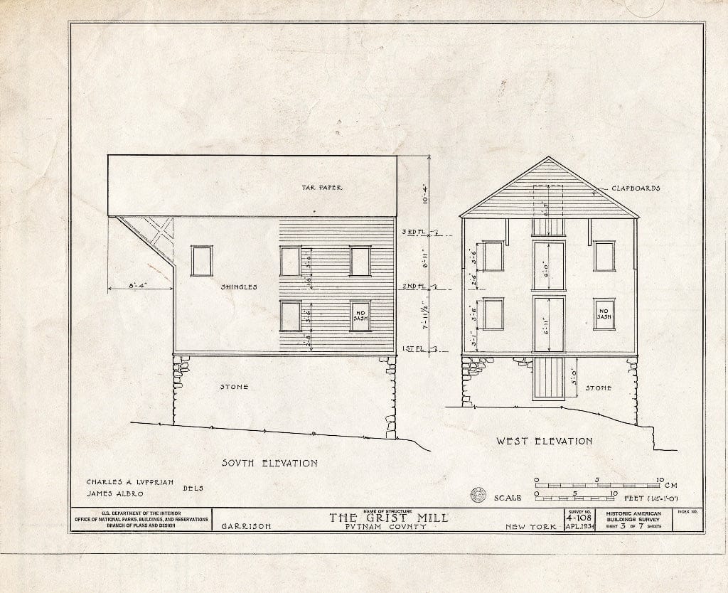 Blueprint HABS NY,40-GARI,2- (Sheet 3 of 7) - Grist Mill, Manitou Road, Garrison, Putnam County, NY