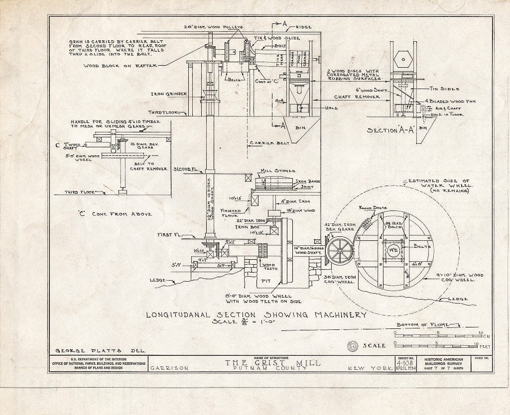 Blueprint HABS NY,40-GARI,2- (Sheet 7 of 7) - Grist Mill, Manitou Road, Garrison, Putnam County, NY