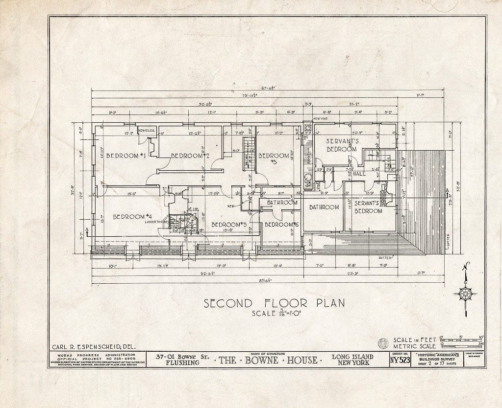Blueprint HABS NY,41-Flush,5- (Sheet 2 of 17) - Bowne House, 37-01 Bowne Street, Flushing, Queens County, NY