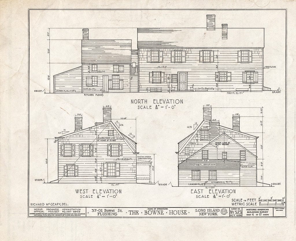 Blueprint HABS NY,41-Flush,5- (Sheet 4 of 17) - Bowne House, 37-01 Bowne Street, Flushing, Queens County, NY