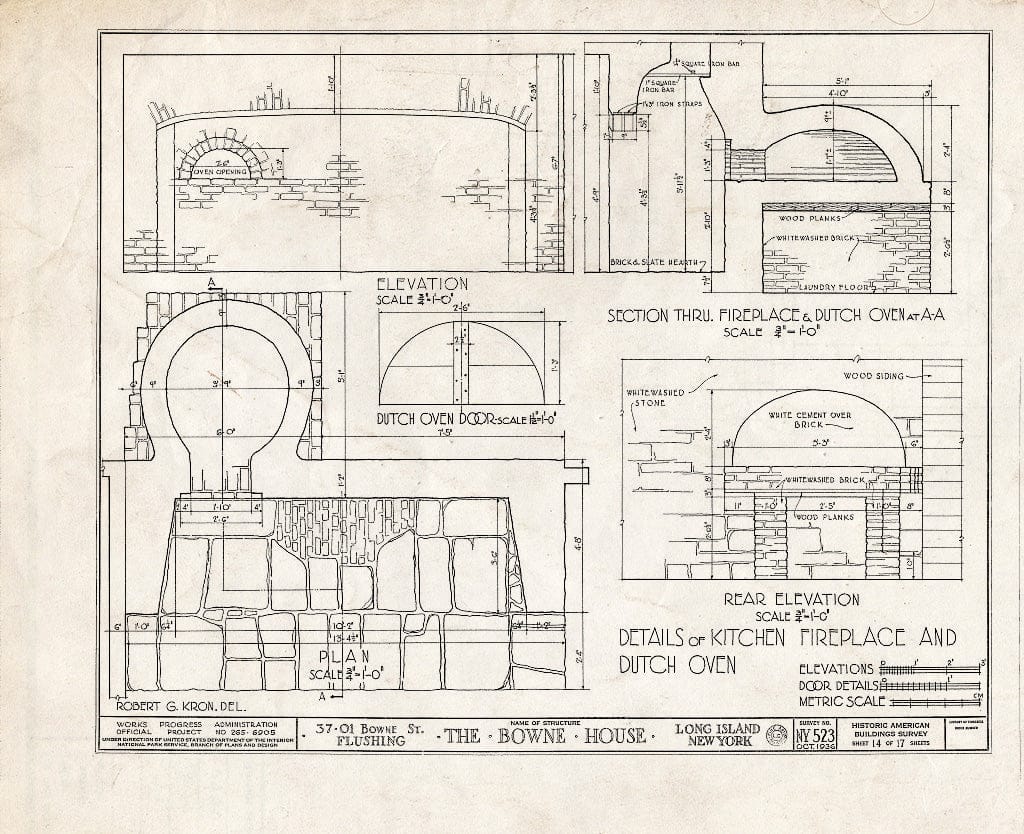 Blueprint HABS NY,41-Flush,5- (Sheet 14 of 17) - Bowne House, 37-01 Bowne Street, Flushing, Queens County, NY