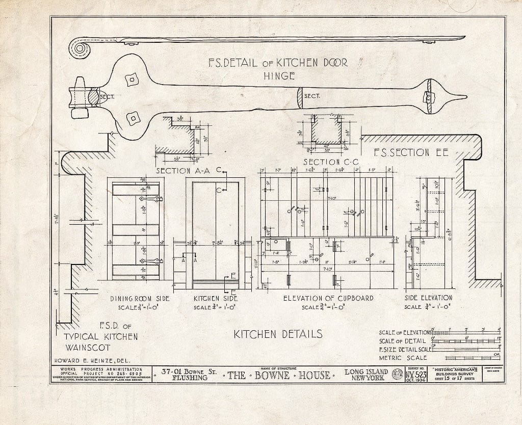 Blueprint HABS NY,41-Flush,5- (Sheet 15 of 17) - Bowne House, 37-01 Bowne Street, Flushing, Queens County, NY