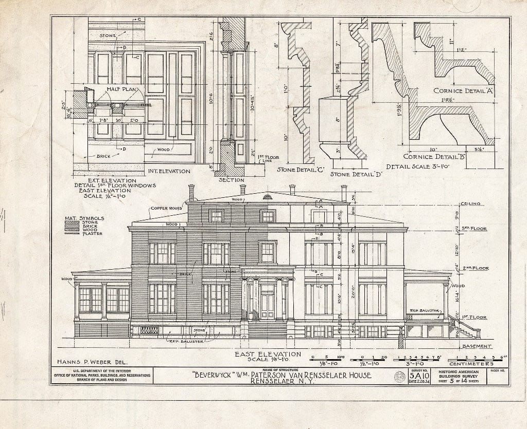 Blueprint HABS NY,42-RENLA,1- (Sheet 5 of 14) - Beverwyck, Washinghton Avenue Extension, Rensselaer, Rensselaer County, NY