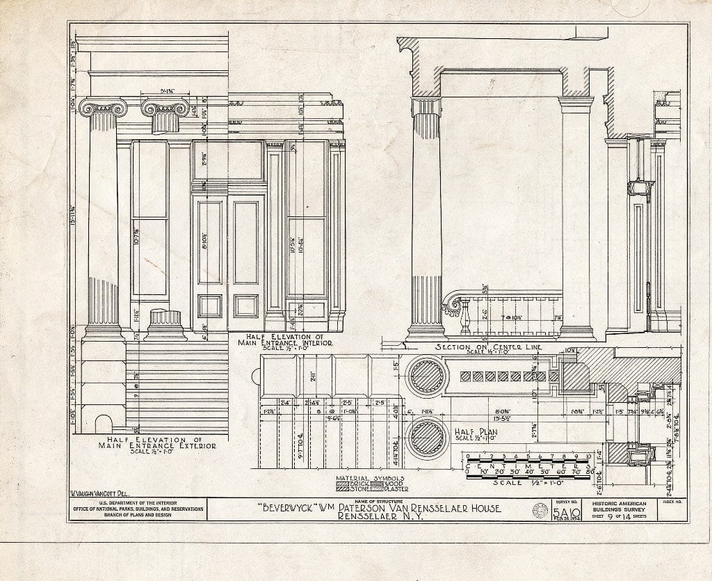 Blueprint HABS NY,42-RENLA,1- (Sheet 9 of 14) - Beverwyck, Washinghton Avenue Extension, Rensselaer, Rensselaer County, NY
