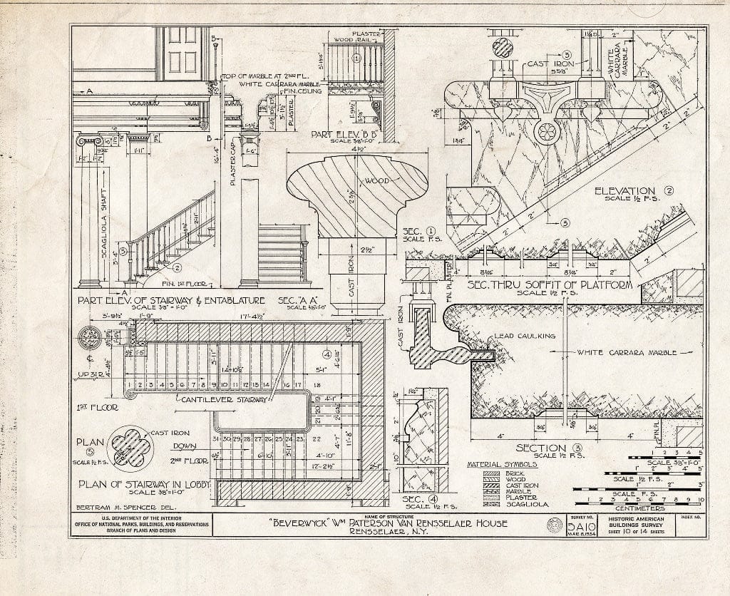 Blueprint HABS NY,42-RENLA,1- (Sheet 10 of 14) - Beverwyck, Washinghton Avenue Extension, Rensselaer, Rensselaer County, NY