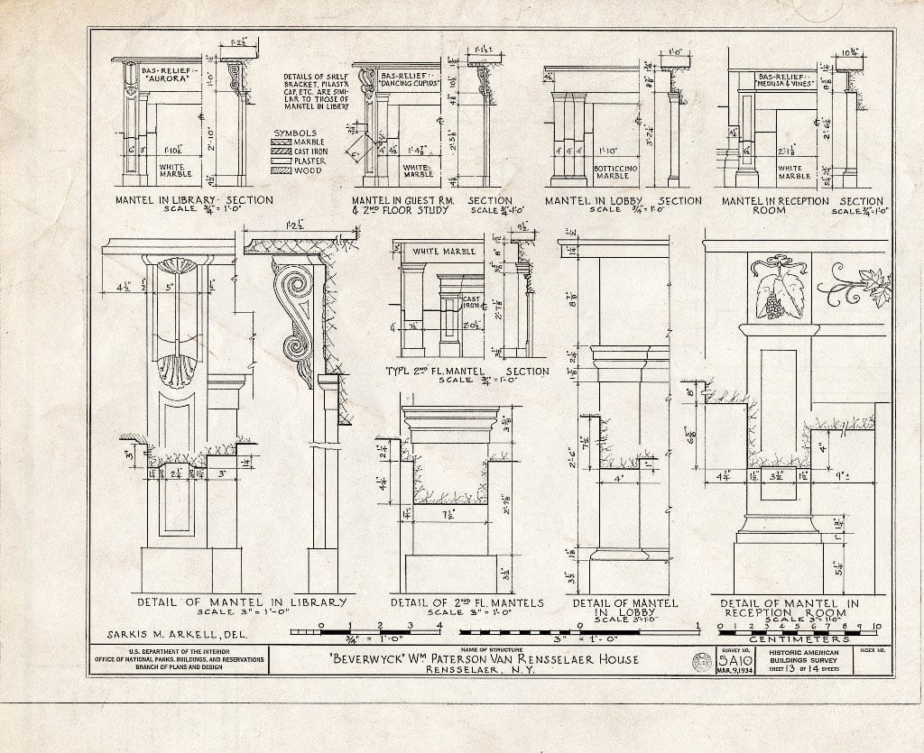 Blueprint HABS NY,42-RENLA,1- (Sheet 13 of 14) - Beverwyck, Washinghton Avenue Extension, Rensselaer, Rensselaer County, NY