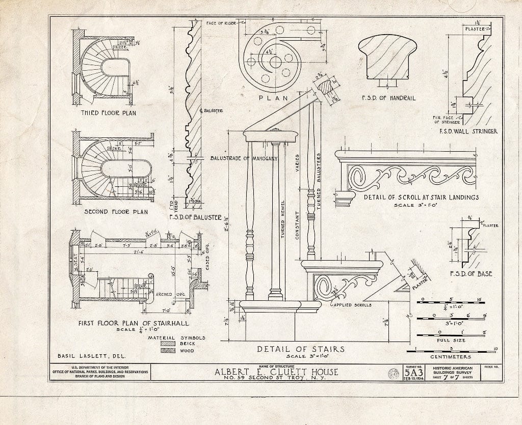 Blueprint HABS NY,42-Troy,1- (Sheet 7 of 7) - Albert Cluett House, 59 Second Street, Troy, Rensselaer County, NY