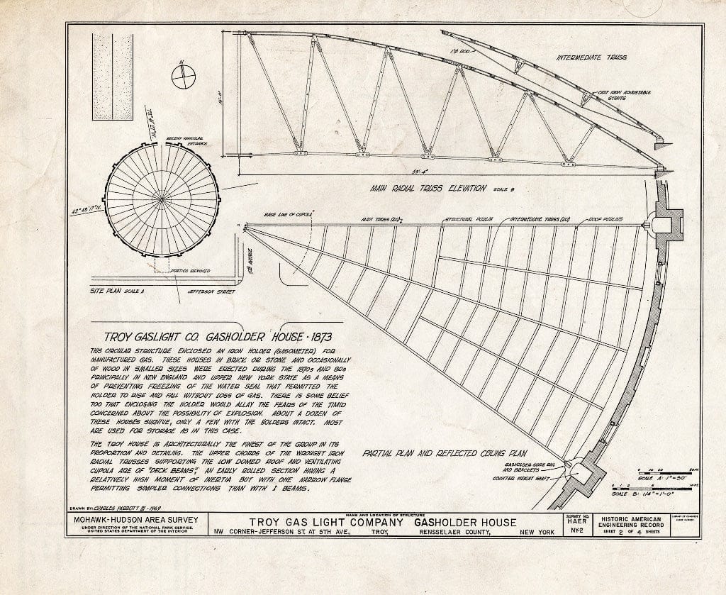 Blueprint HAER NY,42-Troy,5- (Sheet 2 of 4) - Troy Gas Light Company, Gasholder House, Jefferson Street & Fifth Avenue, Troy, Rensselaer County, NY