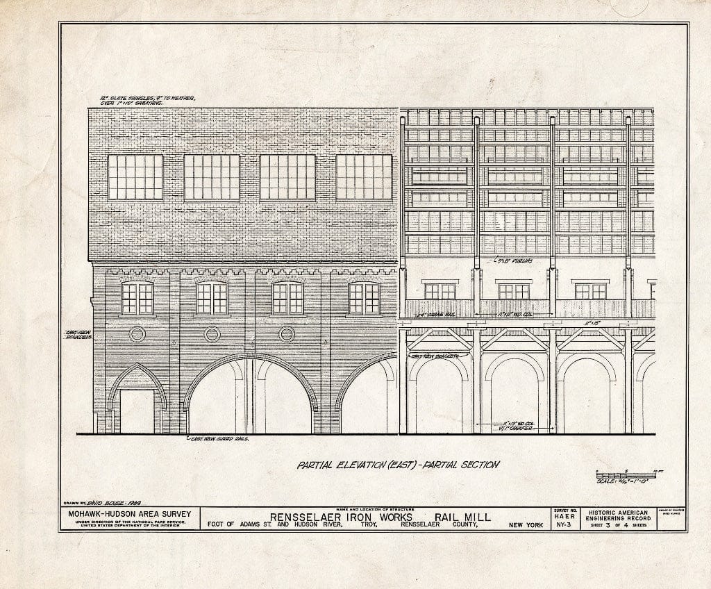 Blueprint HAER NY,42-Troy,6- (Sheet 3 of 4) - Rensselaer Iron Works, Rail Mill, Adams Street & Hudson River, Troy, Rensselaer County, NY