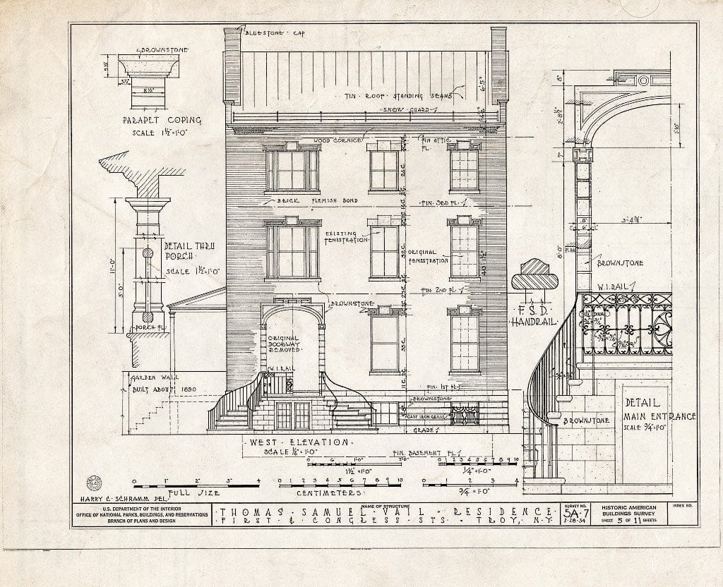 Blueprint HABS NY,42-Troy,2- (Sheet 5 of 11) - Thomas Samuel Vail House, 46 First Street, Troy, Rensselaer County, NY