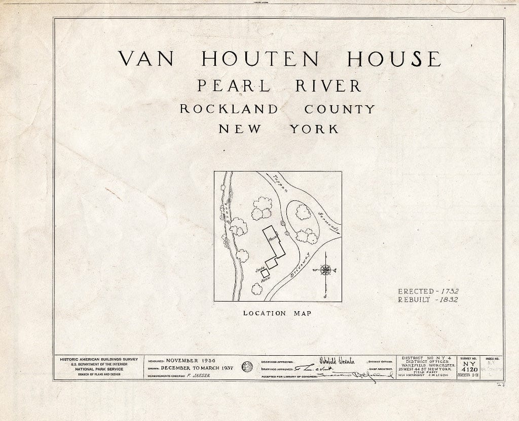 Blueprint HABS NY,44-ORABU.V,1- (Sheet 0 of 11) - Van Houten House, Orangeburg, Rockland County, NY