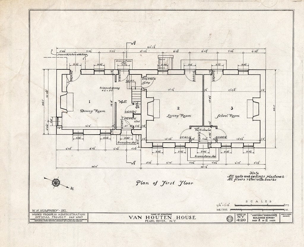 Blueprint HABS NY,44-ORABU.V,1- (Sheet 2 of 11) - Van Houten House, Orangeburg, Rockland County, NY