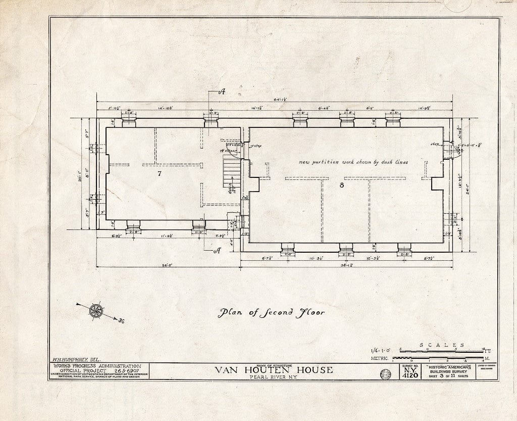 Blueprint HABS NY,44-ORABU.V,1- (Sheet 3 of 11) - Van Houten House, Orangeburg, Rockland County, NY