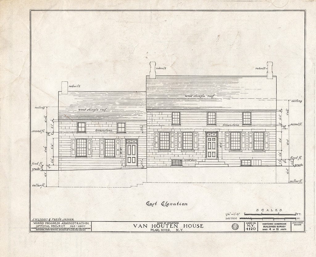 Blueprint HABS NY,44-ORABU.V,1- (Sheet 4 of 11) - Van Houten House, Orangeburg, Rockland County, NY