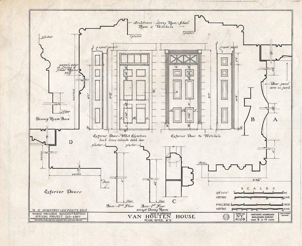 Blueprint HABS NY,44-ORABU.V,1- (Sheet 9 of 11) - Van Houten House, Orangeburg, Rockland County, NY
