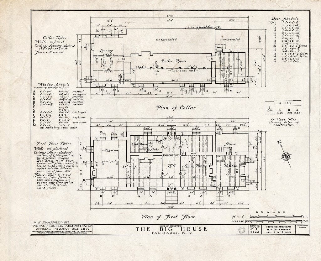 Blueprint HABS NY,44-PAL,1- (Sheet 1 of 12) - The Big House, State Route 9W Vicinity, Palisades, Rockland County, NY