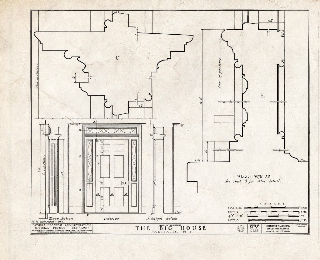 Blueprint HABS NY,44-PAL,1- (Sheet 4 of 12) - The Big House, State Route 9W Vicinity, Palisades, Rockland County, NY