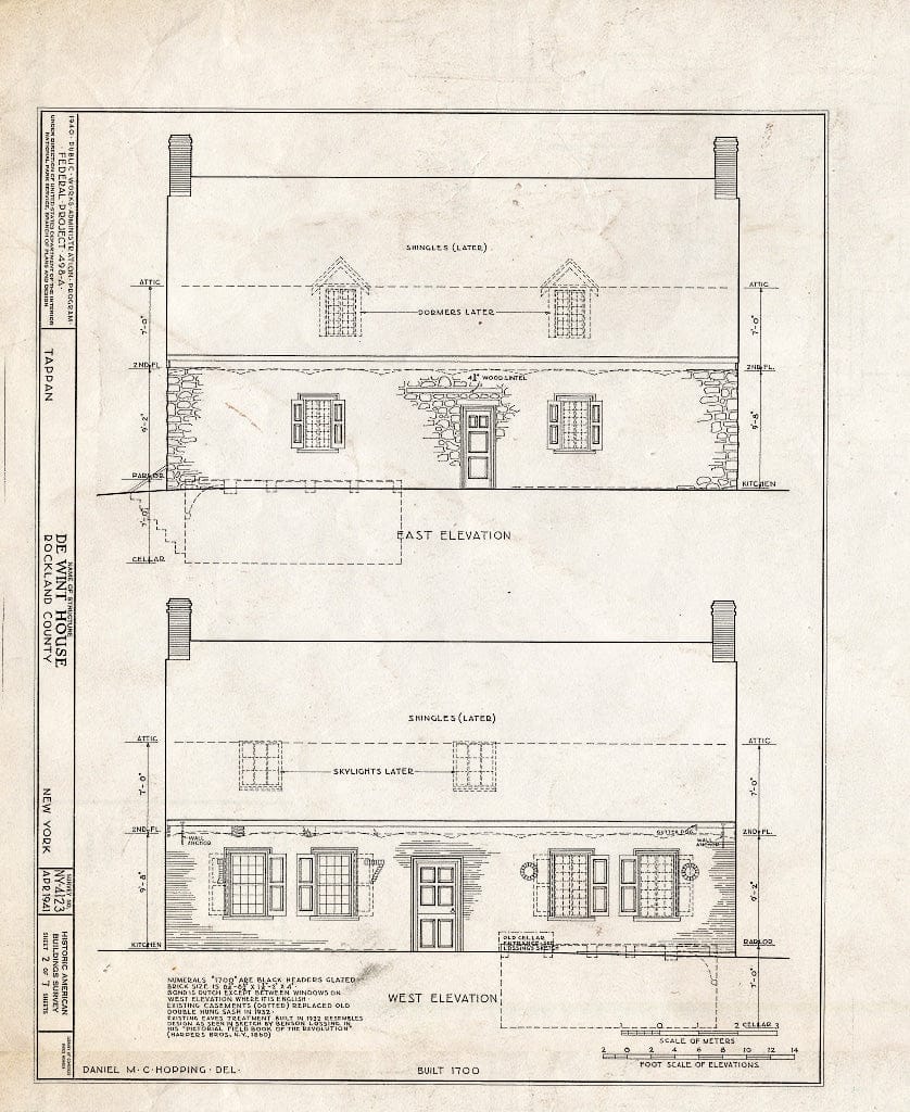 Blueprint HABS NY,44-TAP,2- (Sheet 2 of 7) - DE Windt House, Livingston Avenue & Oak Tree Road, Tappan, Rockland County, NY