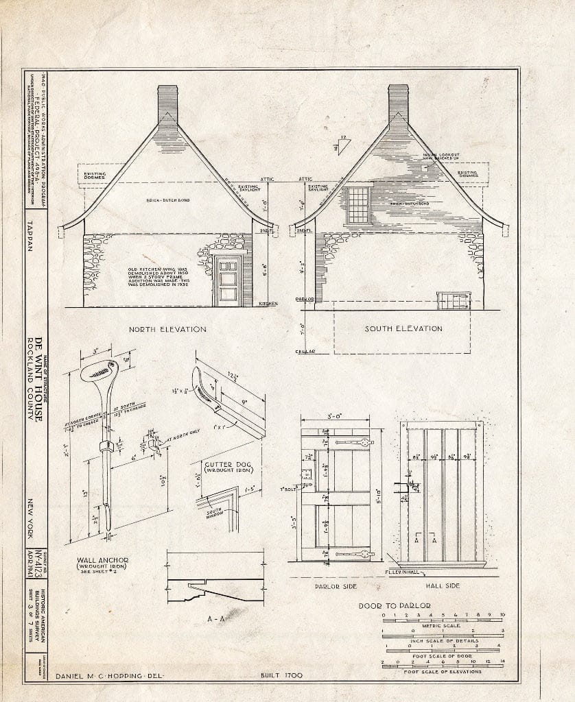 Blueprint HABS NY,44-TAP,2- (Sheet 3 of 7) - DE Windt House, Livingston Avenue & Oak Tree Road, Tappan, Rockland County, NY