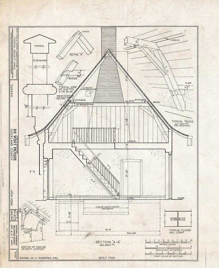Blueprint HABS NY,44-TAP,2- (Sheet 4 of 7) - DE Windt House, Livingston Avenue & Oak Tree Road, Tappan, Rockland County, NY