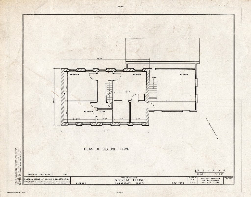 Blueprint HABS NY,47-ALP,1- (Sheet 2 of 5) - Stevens House, Alplaus Road, Alplaus, Schenectady County, NY