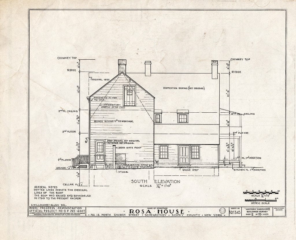 Blueprint HABS NY,47-SCHE,8- (Sheet 2 of 13) - Brouwer-Rosa House, 14 North Church Street, Schenectady, Schenectady County, NY
