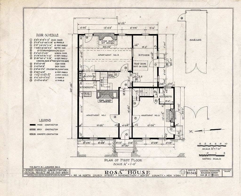 Blueprint HABS NY,47-SCHE,8- (Sheet 5 of 13) - Brouwer-Rosa House, 14 North Church Street, Schenectady, Schenectady County, NY