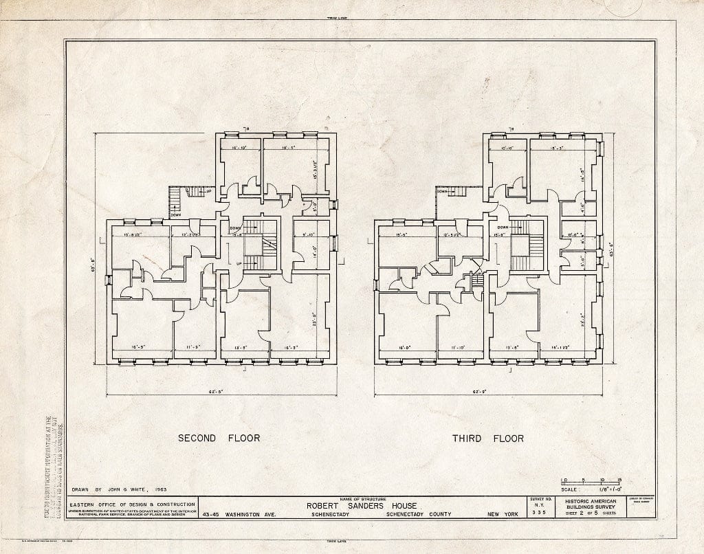 Blueprint HABS NY,47-SCHE,5- (Sheet 2 of 5) - Robert Sanders House, 43-45 Washington Avenue, Schenectady, Schenectady County, NY