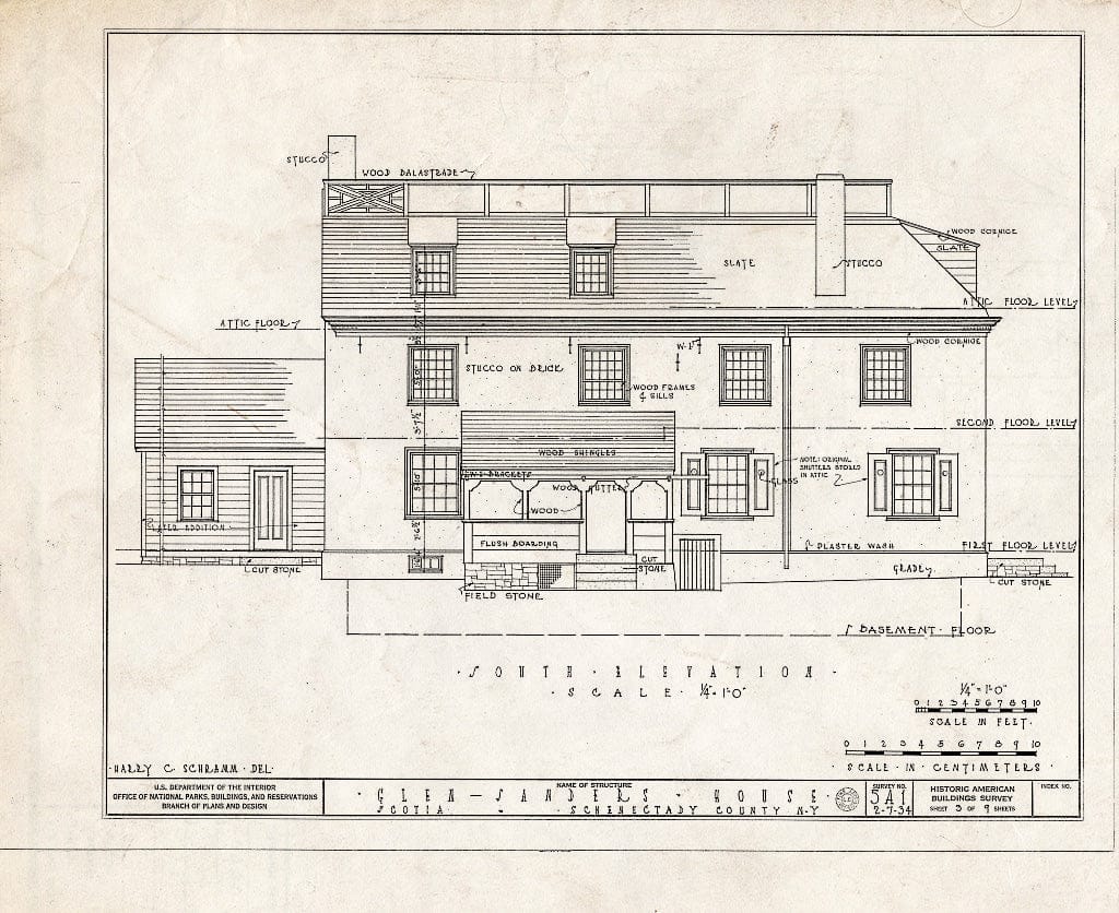 Blueprint HABS NY,47-SCOT,1- (Sheet 3 of 9) - Glen-Sanders House, 2 Sanders Avenue, Scotia, Schenectady County, NY