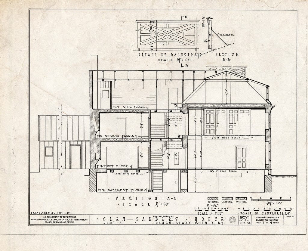 Blueprint HABS NY,47-SCOT,1- (Sheet 7 of 9) - Glen-Sanders House, 2 Sanders Avenue, Scotia, Schenectady County, NY