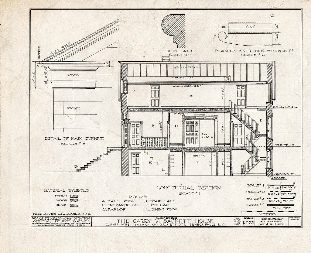 Blueprint HABS NY,50-SENFA,1- (Sheet 4 of 11) - Garry V. Sackett House, West Bayard & Sackett Streets, Seneca Falls, Seneca County, NY