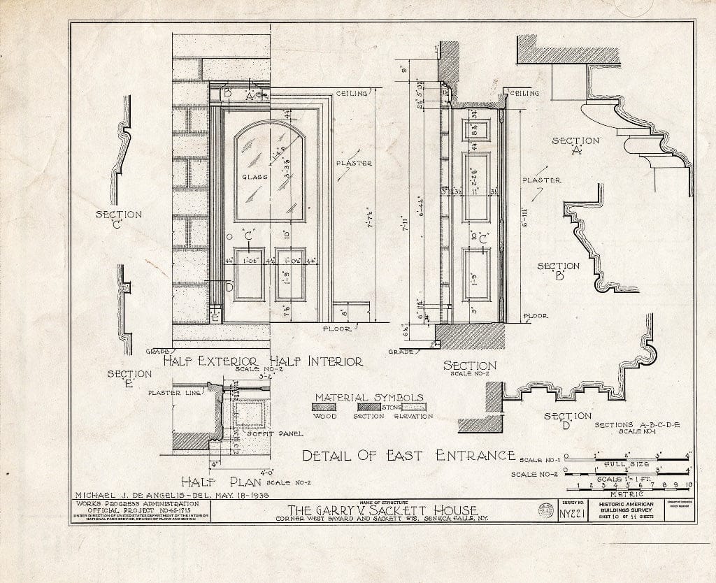 Blueprint HABS NY,50-SENFA,1- (Sheet 10 of 11) - Garry V. Sackett House, West Bayard & Sackett Streets, Seneca Falls, Seneca County, NY