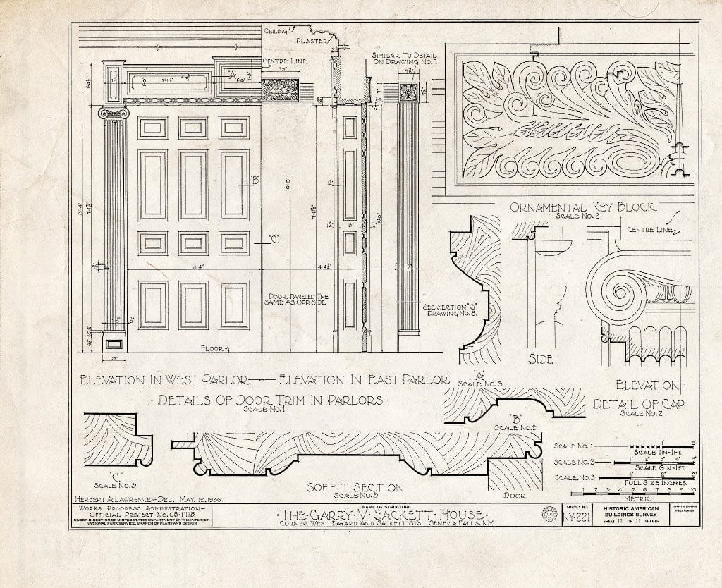 Blueprint HABS NY,50-SENFA,1- (Sheet 11 of 11) - Garry V. Sackett House, West Bayard & Sackett Streets, Seneca Falls, Seneca County, NY