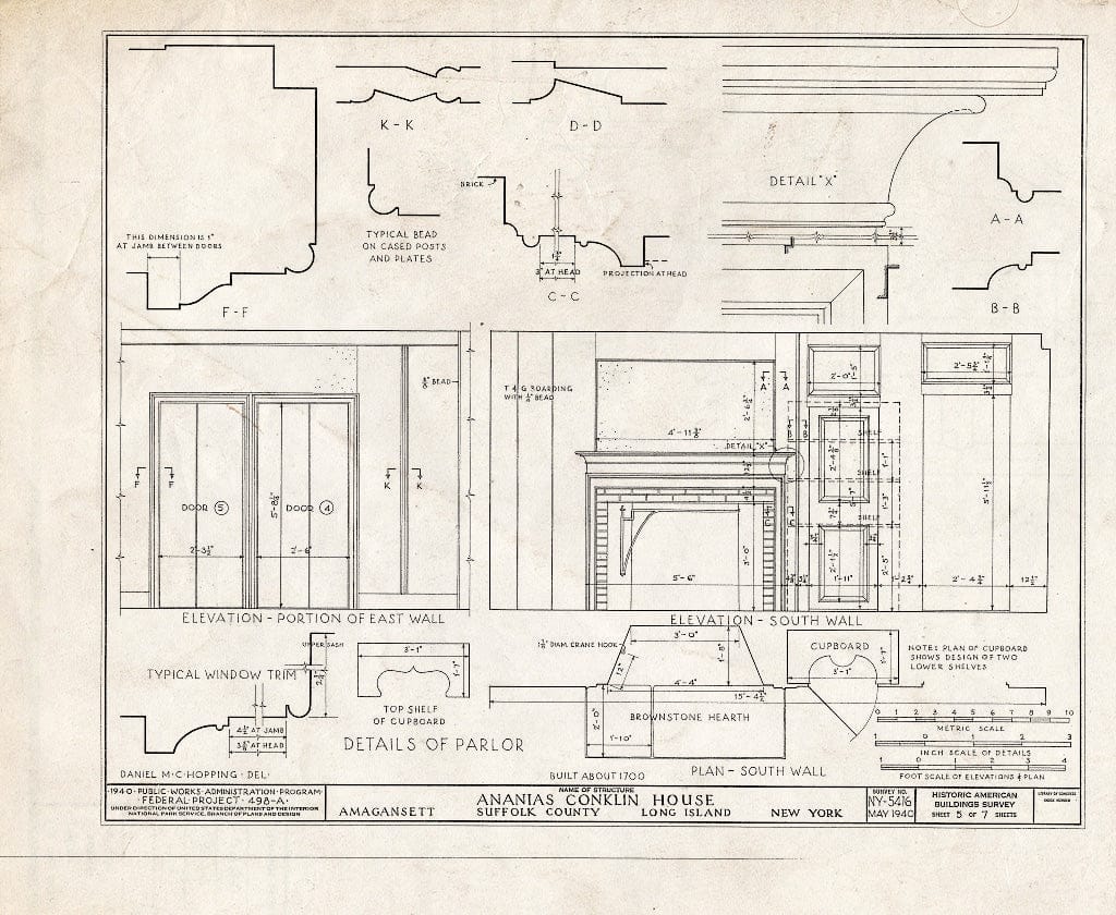 Blueprint HABS NY,52-AMGA,1- (Sheet 5 of 7) - Ananias Conklin House, Main Street, Amagansett, Suffolk County, NY