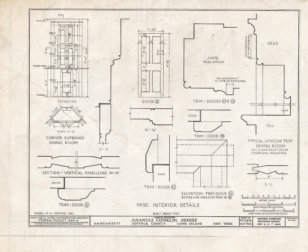 Blueprint HABS NY,52-AMGA,1- (Sheet 6 of 7) - Ananias Conklin House, Main Street, Amagansett, Suffolk County, NY