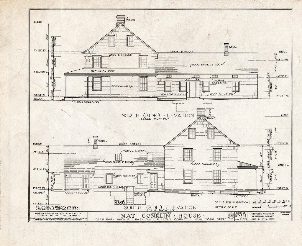 Blueprint HABS NY,52-BAB,1- (Sheet 3 of 12) - NAT Conklin House, 280 Deer Park Avenue, Babylon, Suffolk County, NY
