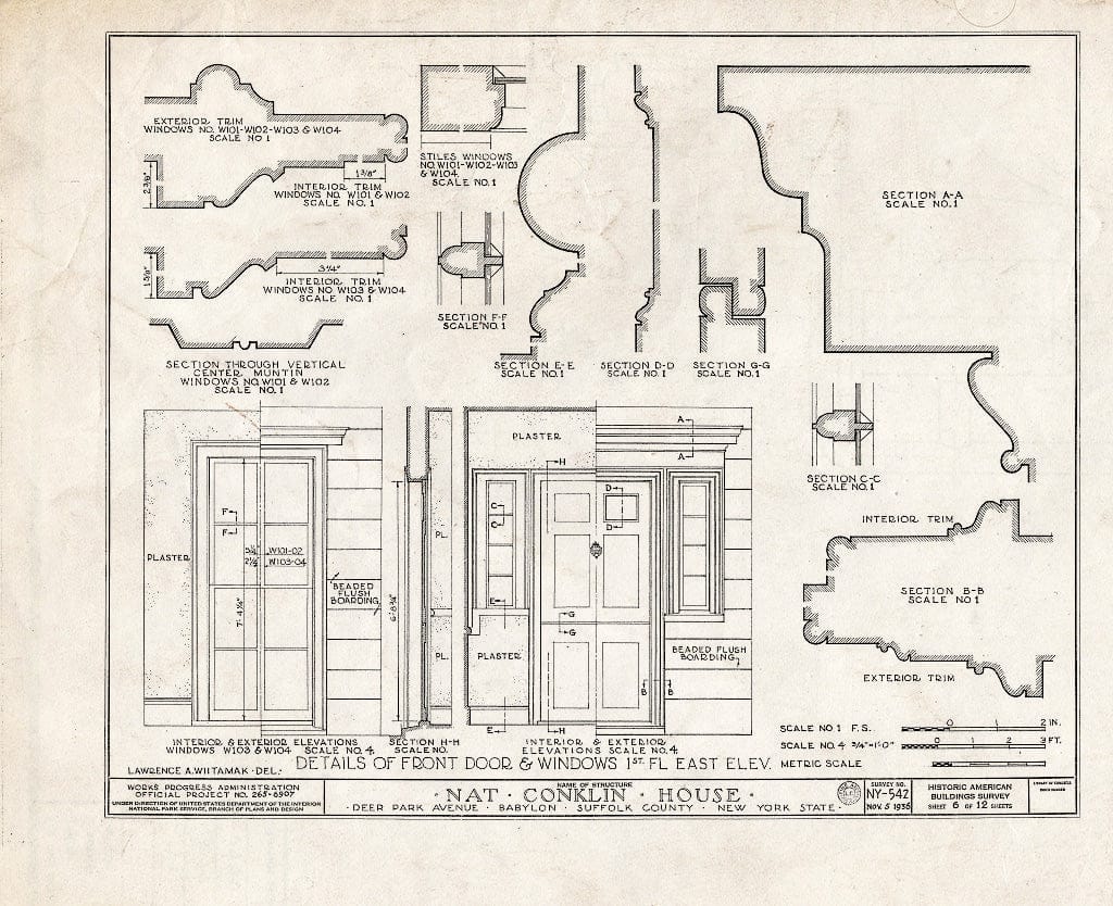 Blueprint HABS NY,52-BAB,1- (Sheet 6 of 12) - NAT Conklin House, 280 Deer Park Avenue, Babylon, Suffolk County, NY