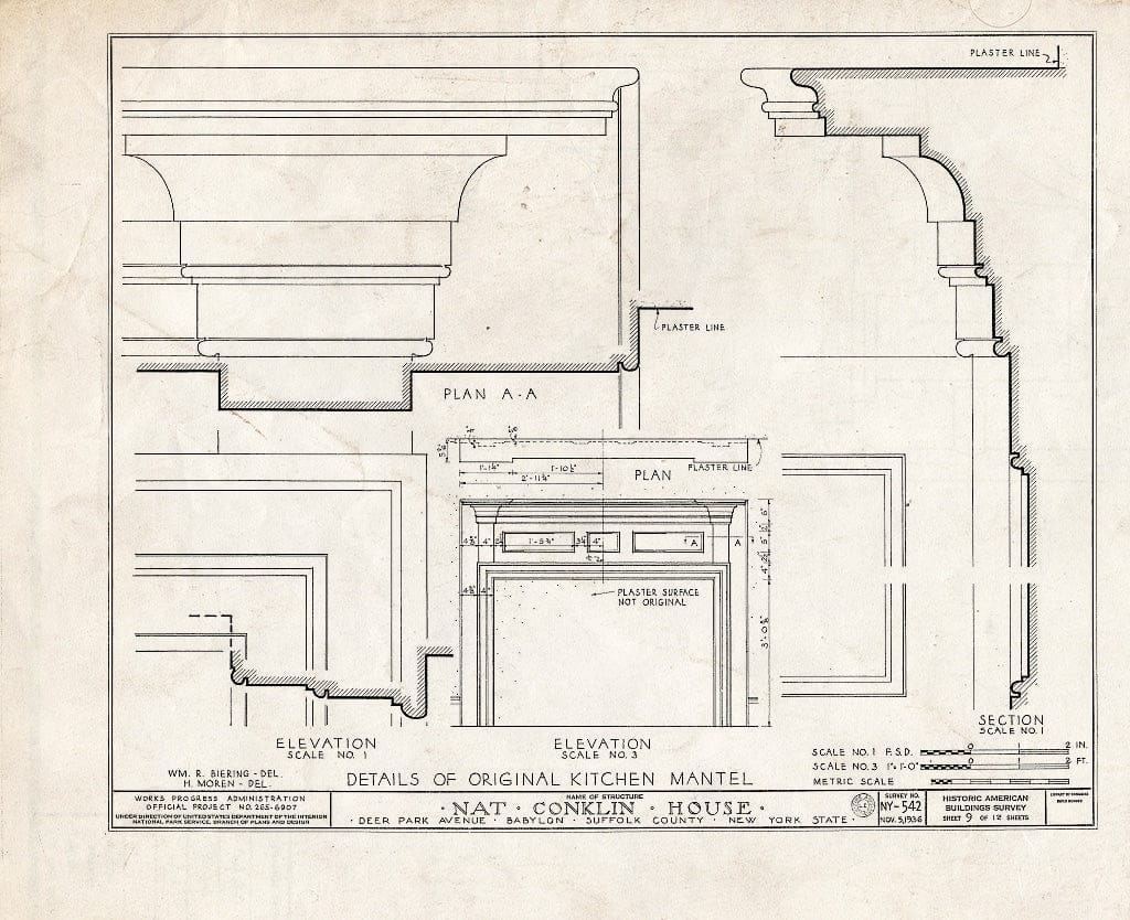 Blueprint HABS NY,52-BAB,1- (Sheet 9 of 12) - NAT Conklin House, 280 Deer Park Avenue, Babylon, Suffolk County, NY