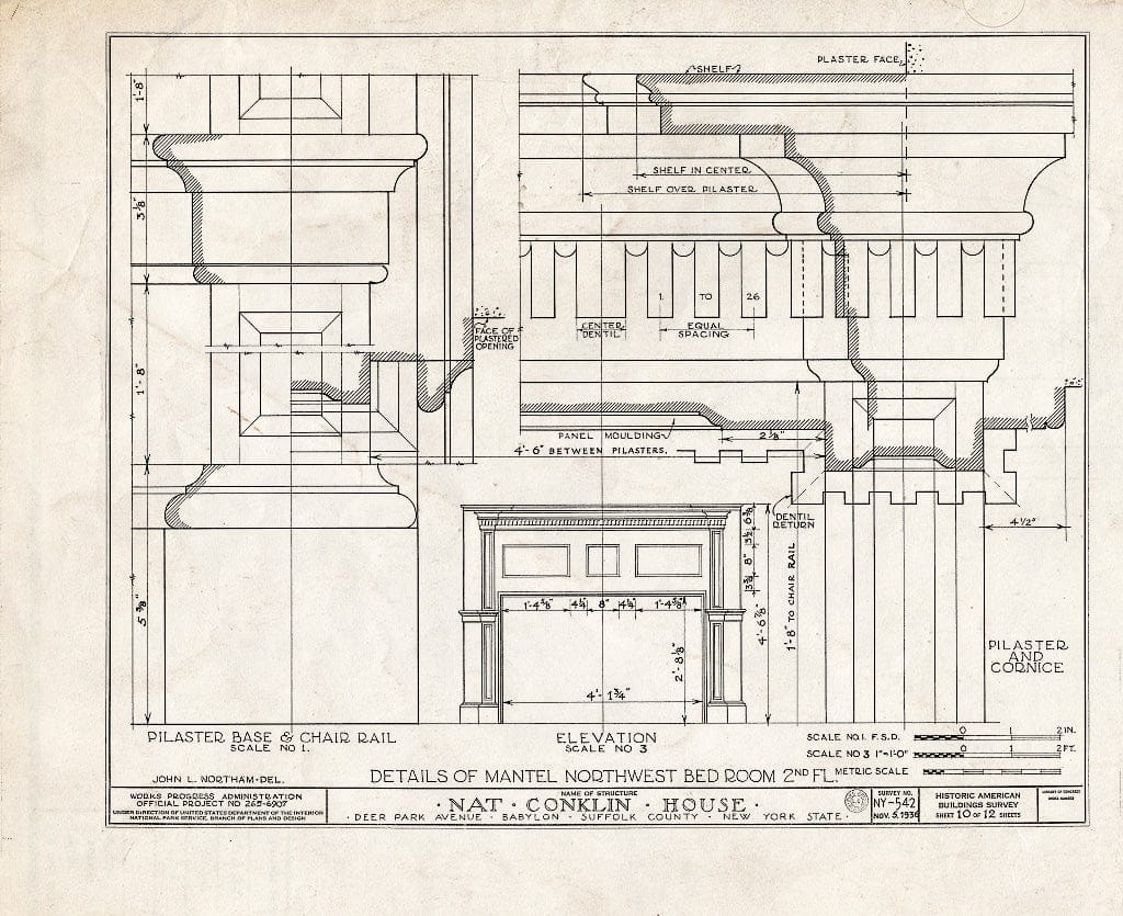 Blueprint HABS NY,52-BAB,1- (Sheet 10 of 12) - NAT Conklin House, 280 Deer Park Avenue, Babylon, Suffolk County, NY