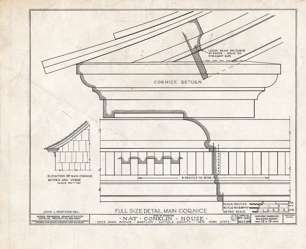 Blueprint HABS NY,52-BAB,1- (Sheet 12 of 12) - NAT Conklin House, 280 Deer Park Avenue, Babylon, Suffolk County, NY
