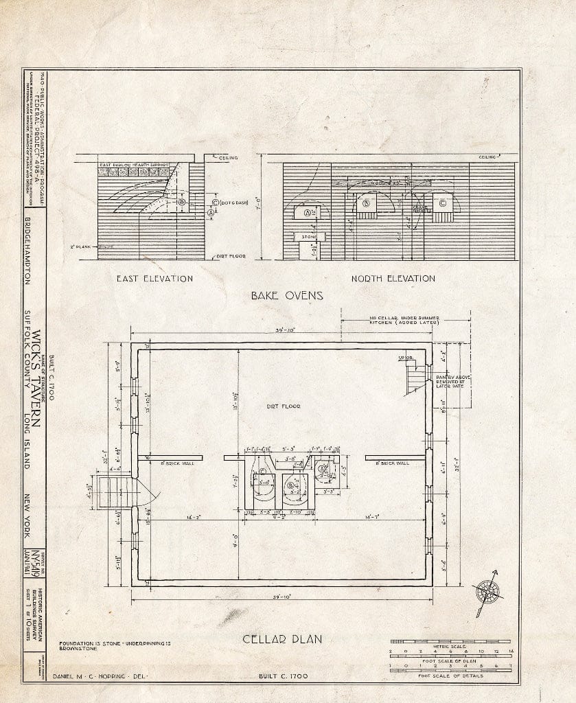 Blueprint HABS NY,52-BRIG,1- (Sheet 1 of 10) - Wick's Tavern, Montauk Highway, Bridgehampton, Suffolk County, NY
