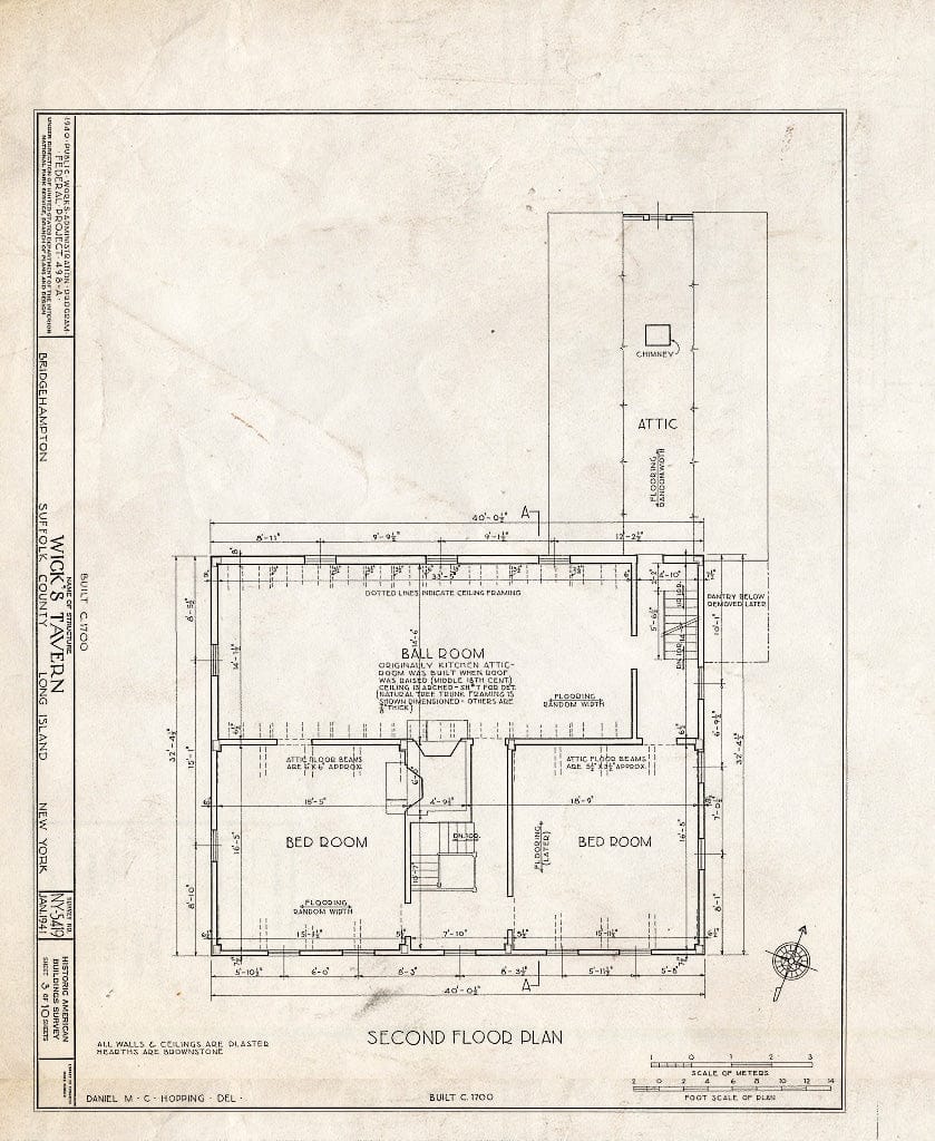 Blueprint HABS NY,52-BRIG,1- (Sheet 3 of 10) - Wick's Tavern, Montauk Highway, Bridgehampton, Suffolk County, NY