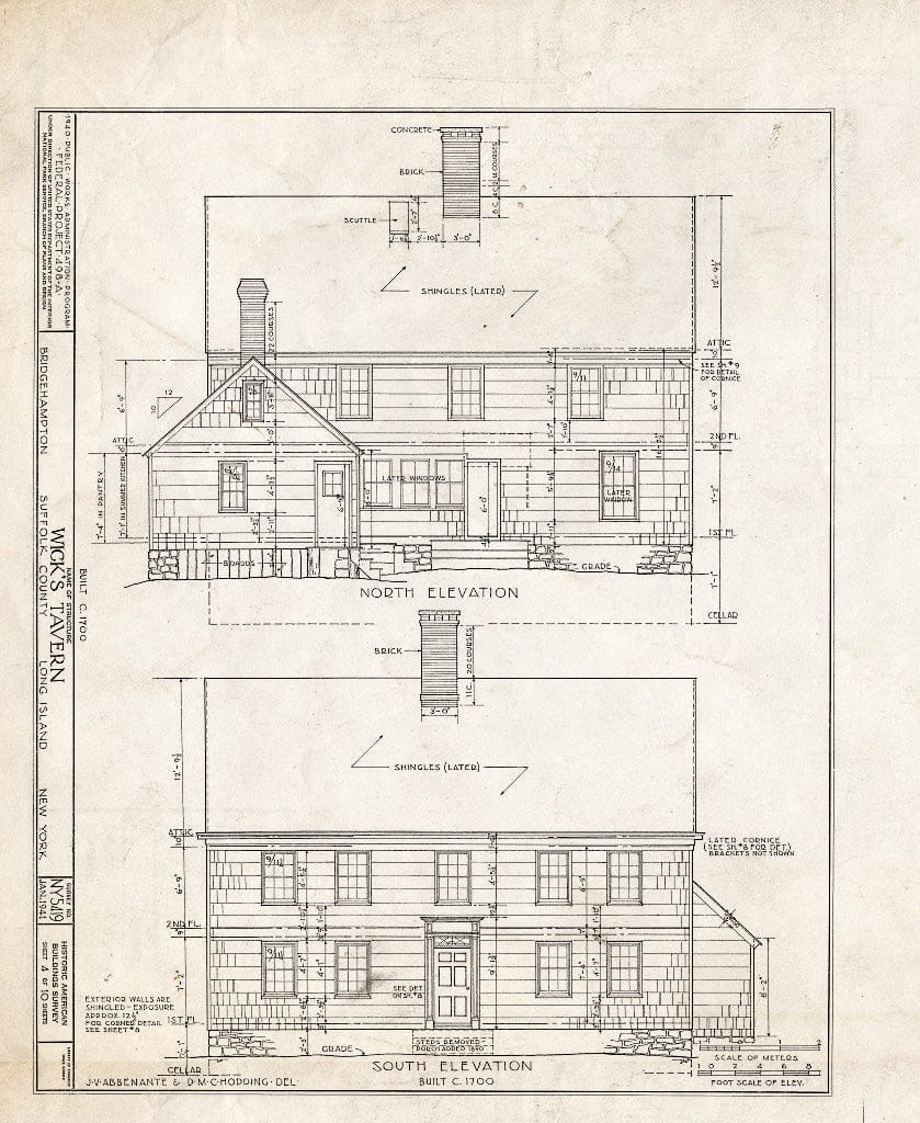 Blueprint HABS NY,52-BRIG,1- (Sheet 4 of 10) - Wick's Tavern, Montauk Highway, Bridgehampton, Suffolk County, NY